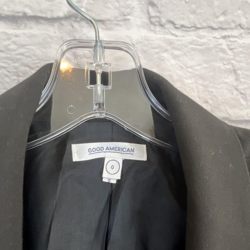 GOOD AMERICAN Women's Black Double-Breasted Soft Stretch Sculpted Blazer Size 0 - Picture 5 of 9